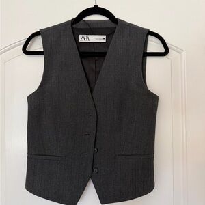 ZARA Womens Dark Gray Tailored Vest